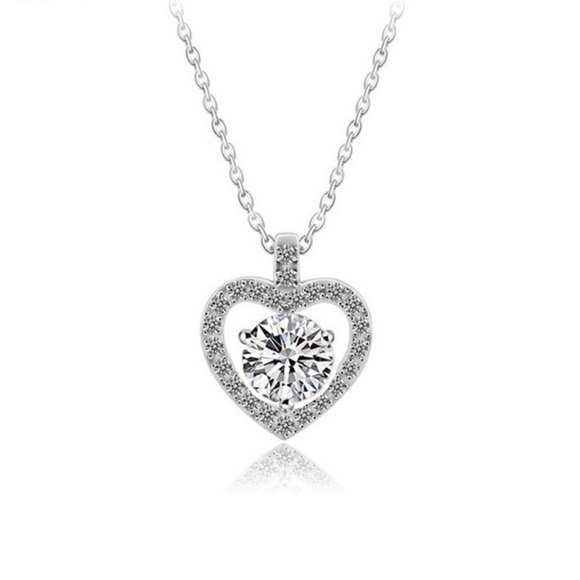 Certified 1ct. t.w. Moissanite Diamond Heart Halo Pendant Necklace NEW - Picture 3 of 10